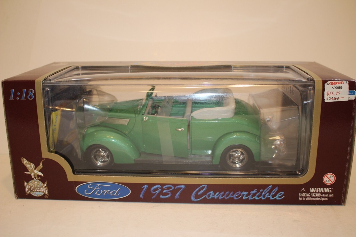 Road Legends 1937 Ford Convertible Coupe Street Rod Green 1/18Scale Diecast  Boxd