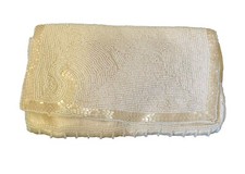 Vintage 50 s 60 s White All Beaded Clutch Pocket Book