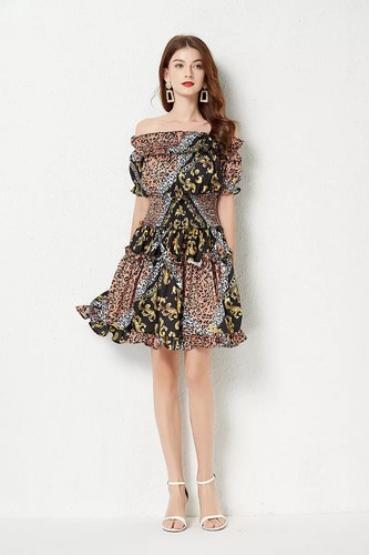 Robe à Bretelles Blanche Et Colorée Taille 40 - Occasion Très Bon état - Longueur Mi-longue