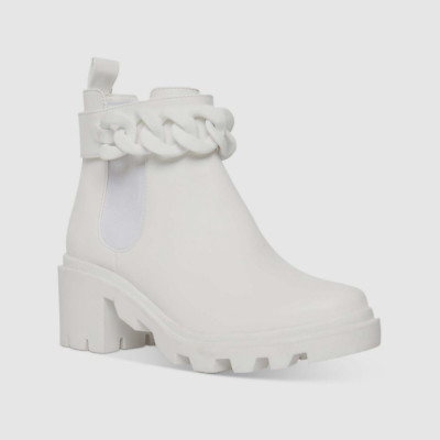 Steve Madden Womens Amulet Chain Ankle Boots Shoes Bootie Medium  (White, Black)