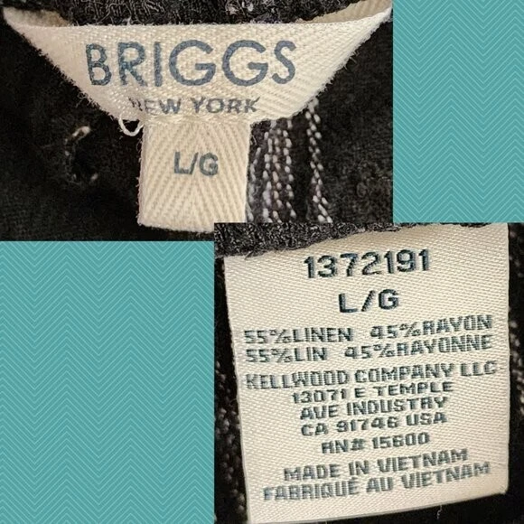 Pantalones cortos Briggs negros a rayas mezcla de lino tiro alto | Para mujer L Foto 3 de 3