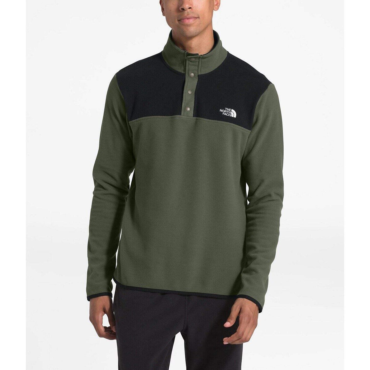 The North Face Men's TKA Glacier Snap-Neck Pullover Green (Sizes S