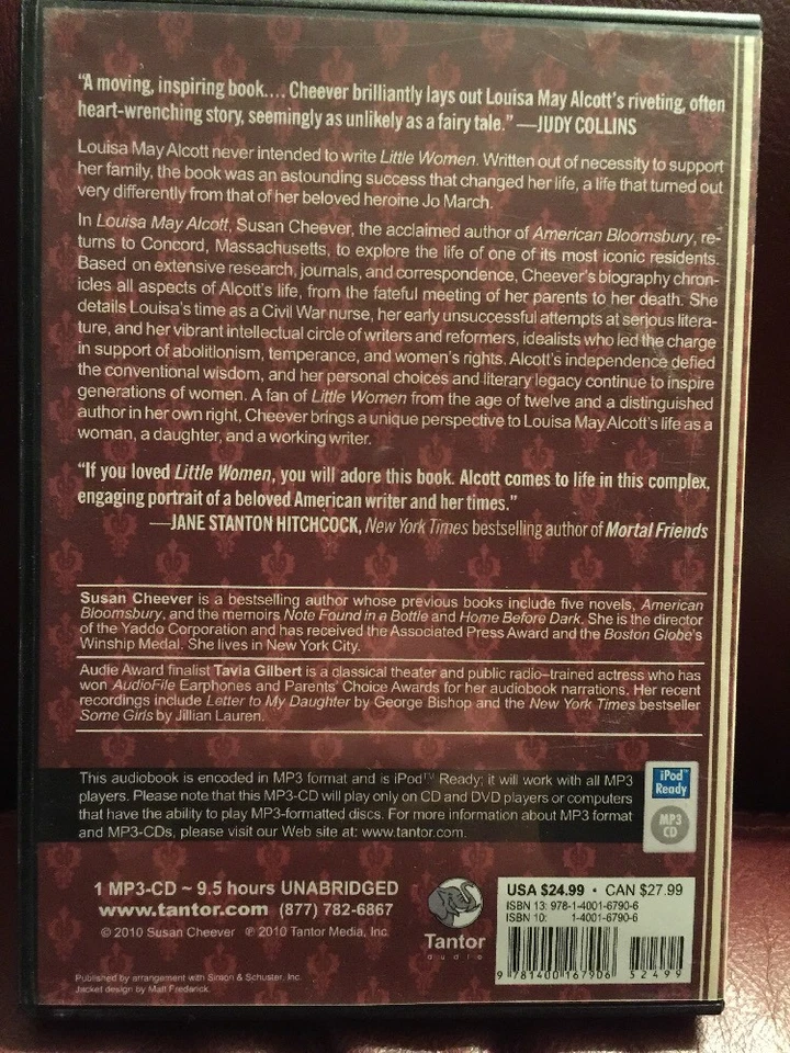 Louisa May Alcott: A Personal Biography by Susan Cheever (English) MP3 CD Book - Image 2 of 4