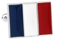 French Flag Pair Cufflinks France Wedding Groom Fancy Gift Box & Polishing Cloth