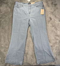 NYDJ Jeans Women's 16 Blue Teresa Wide-Leg Summerville Stripes Flow Stretch Boho