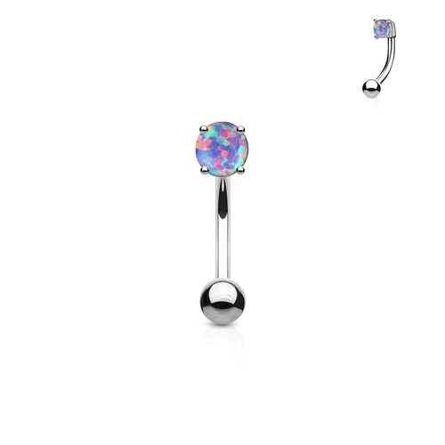 Opal Set Surgical Steel Curve Barbell Eyebrow Ring Lip Helix Snug Piercing 16G - Picture 6 of 7