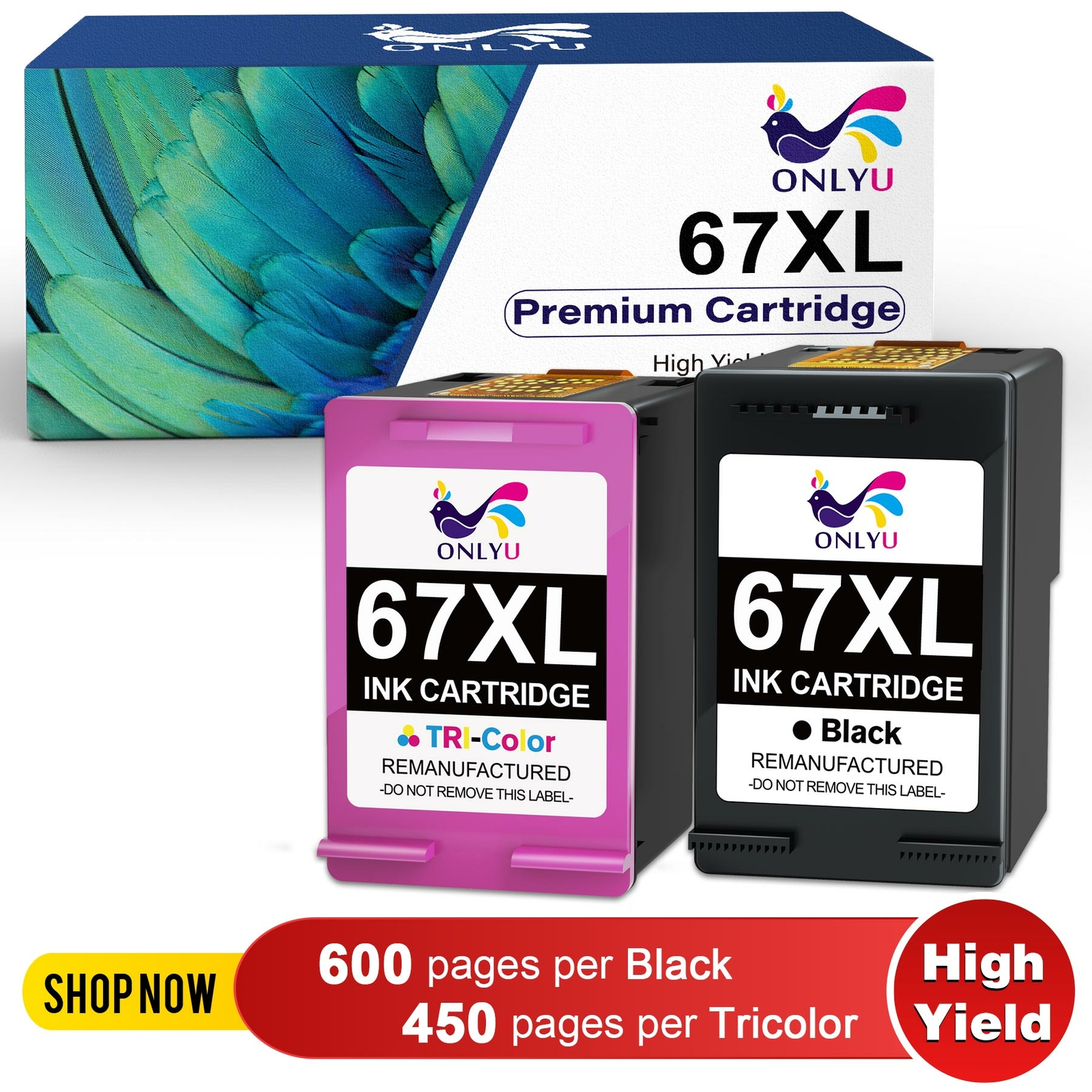 67XL Black Color Ink Cartridge for HP Deskjet 1255 2722 2732 2752 2755