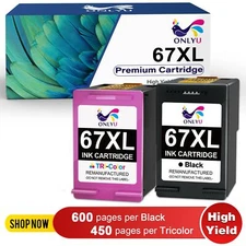 Black Tri-color 67XL Ink for HP Deskjet Pluss 4140 4152 4155 4158 ENVY 6052 6455