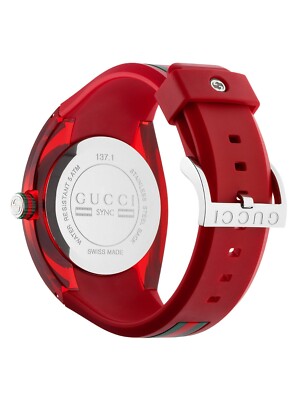 ★レア★GUCCI Sync XXL Red Rubber Strap Sport Watch Unisex GUCCI SYNC XXL YA137103 Red Rubber Strap 46mm Unisex Watch