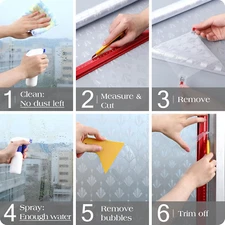 Privacy Window Film Non Adhesive Frosted Glass Sun Blocking Self Static Cling...