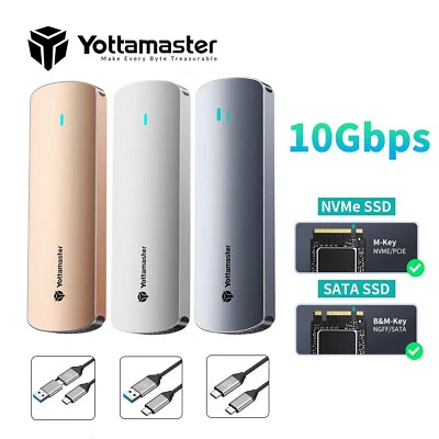 YOTTAMASTER M.2 NGFF NVME SSD SATA to USB 3.2 Type-C Enclosure Case Converter Adapter UASP