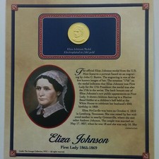 Eliza Johnson First Spouse gold plated US Mint Medal PCS Commemorative Panel
