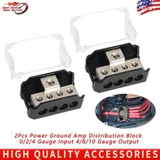 2 Power Ground Amp Distribution Block 0/2/4 Gauge Input 4/8/10 Gauge Output