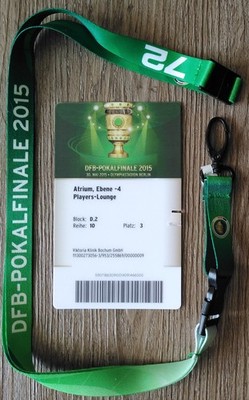 VIP TICKET & Lanyard DFB Pokal Finale 2015 Dortmund - Wolfsburg # Players Lounge
