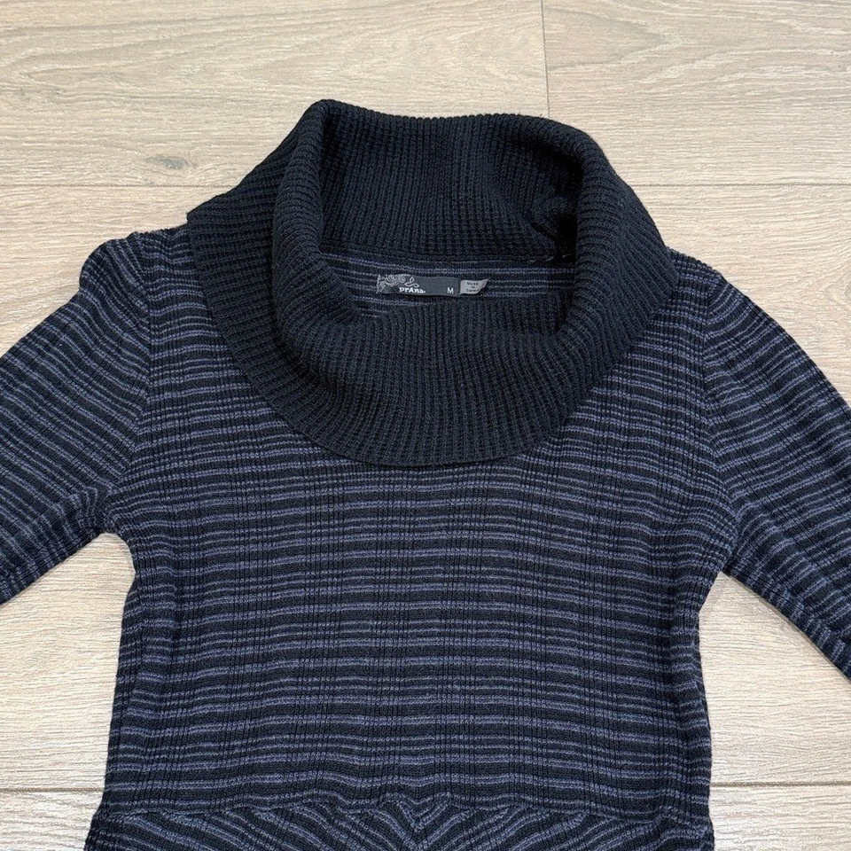 PRANA Coal Black Monica Sweater Dress Long Sleeve Cowl Neck Wool Knit Size M - Image 3 of 4