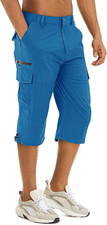 Men'S Capri Pants Quick Dry Cargo Hiking Water Resistant Work Summer Long Shorts
