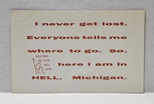 Greetings From Hell, Michigan, MI. Red Devil, Vintage Postcard Unposted