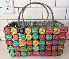 Nuevo con etiquetas De Colección Tapa de Botella Metal Cesta Monedero Arte Popular Hecho a Mano Reciclado Reutilizado