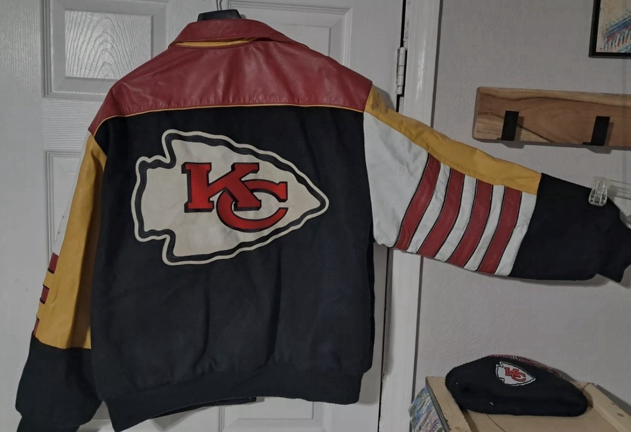 Kansas City Chiefs Leather Varsity Jacket Jh Design By Jeff Hamilton Men  XL 