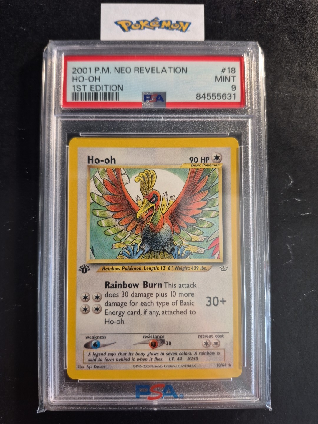 First Edition 2001 Pokemon Neo Revelation 18/64 Ho-oh PSA Mint 9