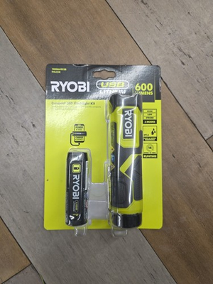 #ad RYOBI USB Lithium Compact LED Flashlight FVL51K wIth 2 Batteries $35.99