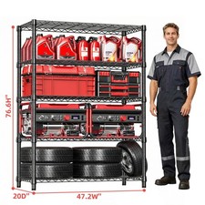 5 Tier Garage Shelving Adjustable Metal Shelves Large Black Shelving Heavy Duty