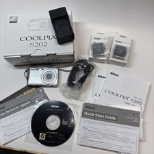 Nikon COOLPIX S202 8.0MP Digital Camera Silver New Batt, Charger, Box Tested 