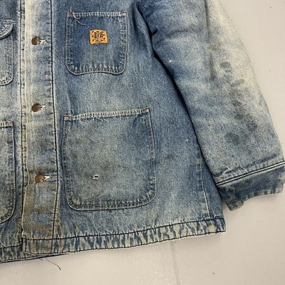 Vintage 70s Big Ben Wrangler Blue Faded Denim Chore Jacket 1970s