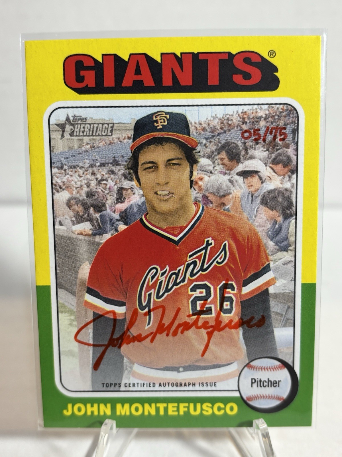 2024 Topps Heritage - Real One Autographs John Montefusco / RED INK- 05/75 SSP