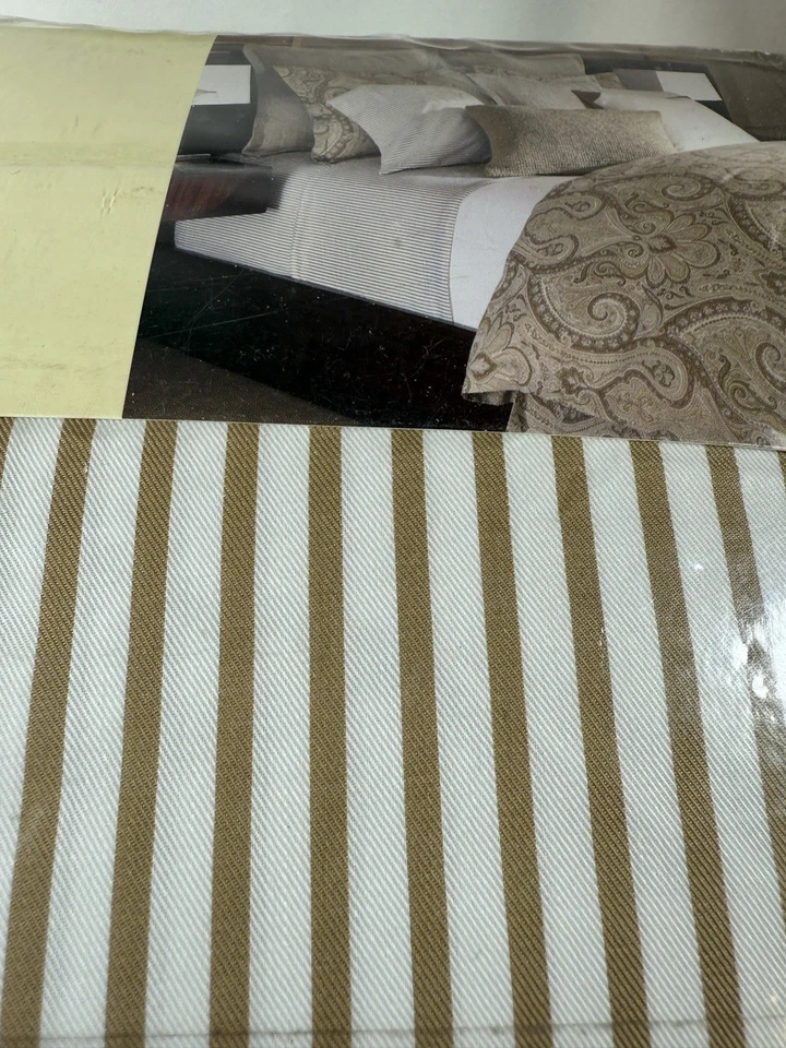 Винтажная простыня на резинке Ralph Lauren Desert Spa Bengal Stripe King очень глубокая резинка - Изображение 3 из 4