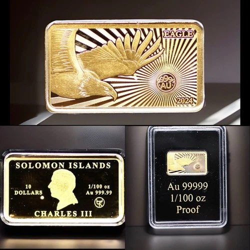 2024 1/100 oz Gold Proof .99999 Solomon Islands $10 Eagle