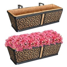Railing Planter Boxes, 24 Inch Window Flower Box 24 Inch - 2 Pack Rectangular