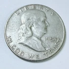 1954-D 50C Franklin Half Dollar 90% Silver Circulated US Coin Free Ship #8434