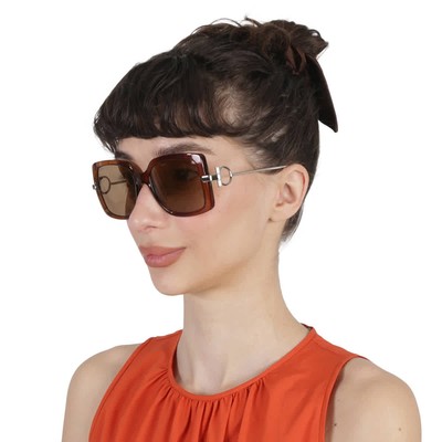 Salvatore Ferragamo Brown Square Ladies Sunglasses SF913S  display picture 3