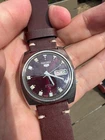Rare Vintage Seiko 5 Burgundy Dial Automatic Watch 7019-7110 Day Date 1971