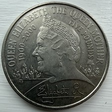 1900-2000 Queen Elizabeth the Queen Mother Centenary Five Pound Coin (Errors)
