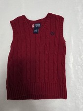 Chaps Cable Knit Boy Red Sweater Vest  Boys Size 4 100% Cotton 