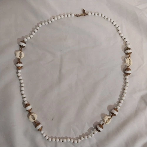 Miriam Haskell 28 inch necklace white an brass clasp vintage