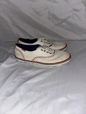 Keds White Baseball Season Fan Red Stitch Flat Shoe Women's Size 6 Sneakers