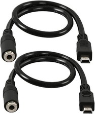 Qaoquda 2-Pack Mini USB Male to 3.5mm Female Audio Cable for Active Black