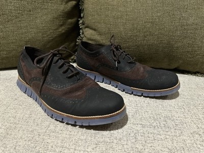 Cole Haan Zero Grand  two tone Suede Wingtip Mens Size US 12 Black Brown
