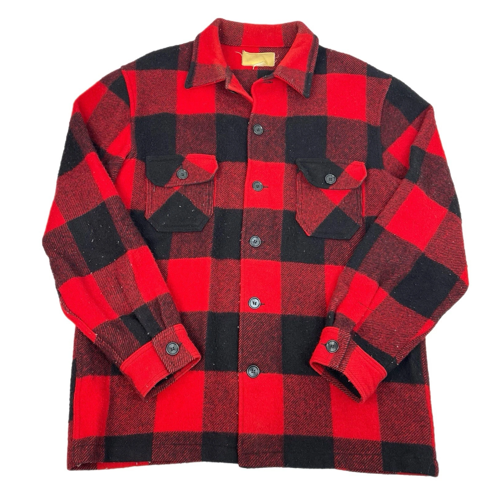 Vintage 80s Lee 200 Storm Rider Wool Jacket Red Plaid Size XL
