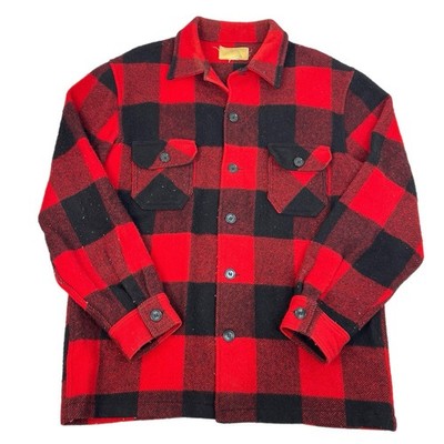 Vintage 80s Lee 200 Storm Rider Wool Jacket Red Plaid Size XL