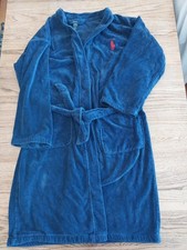 Vtg Polo Ralph Lauren Bathrobe Mens Small / Medium Blue Big Pony Belted Heavy