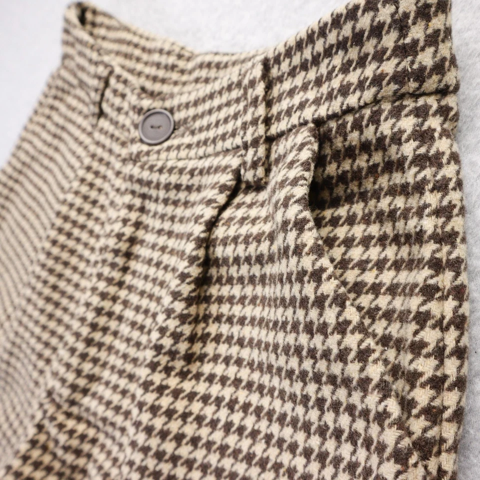 HYFVE Shorts Womens S Brown Houndstooth Pleated Front Academia Office Career Lux - Image 3 of 4