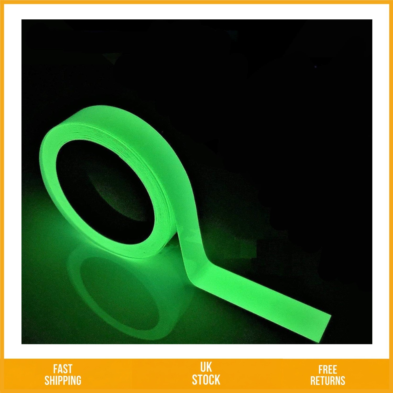 Vibrant Glow in The Dark Fluorescent Luminous Warning Tape 5m x 20mm