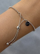 * Sterling Silver 925 HOPE Adjustable Slider Bracelet Bead Chain