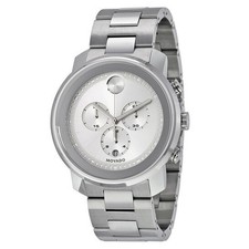 Movado 3600276 44mm Silver Stainless Steel Case and Strap Men's Wristwatch New