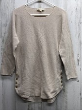 Medium Michael Kors Super Soft Tan Beige Casual Tunic Sweater W/ High Low Hem