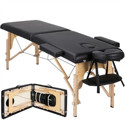 New Massage Table Massage Bed Spa Bed Portable 2 folding W/ Carry Case Black